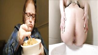 Nerdy lady shit eating mix clip