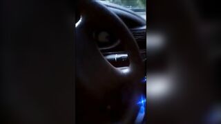 Lovely girlfriend pooping beside the car