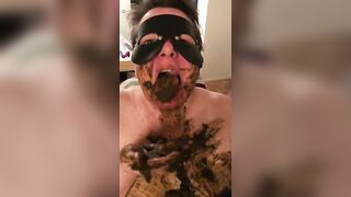 Fat chubby mature lady rubbing shit on herself