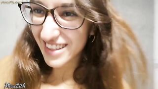 Nerdy brunette babe dropping shit for her lover