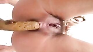 Hot hairy lady dropping lovely shit POV