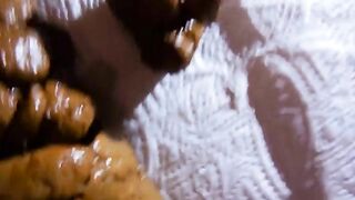 Closeup of thick poop chunks