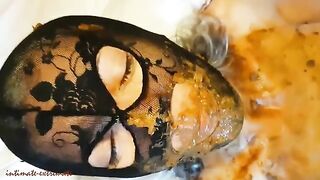 Wife in mask taking long fat cock in scat sex