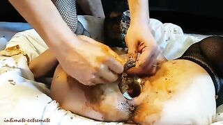 Kinky amateur wife enjoying hardcore scat fuck