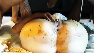 Nasty scat wife in hot shit smearing sex