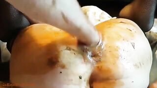Nasty scat wife in hot shit smearing sex
