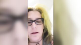 Nasty nerdy milf pooping closeup