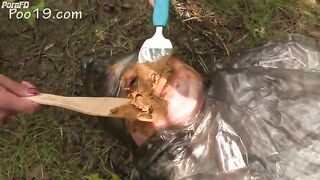 Naughty girls poop in the forest