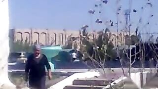 Granny pissing and pooping in the public