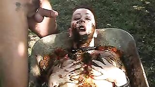 Poop covered slut sucking cock
