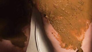 Woman smears shit all over her body