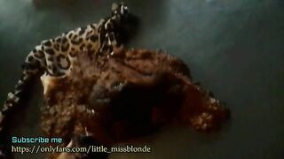 Girl stands in a pool of shit.