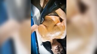 Nasty brunette lesbian sluts ass fisting hot play