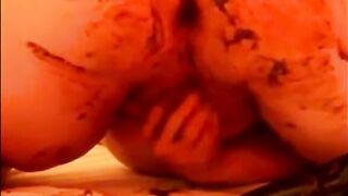 Fat hot woman shitting and masturbating