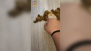 Girl drops a huge shit on the floor