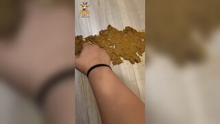 Girl drops a huge shit on the floor