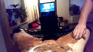 Kinky girlfriend playing with shit