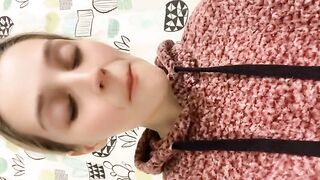 Watch sexy brunette girl sniffing her shit