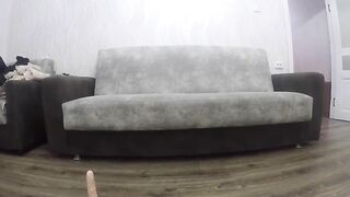 Curvy hot brunette girl playing with shit