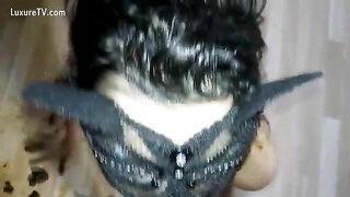 Slutty brunette wife enjoying rough scat sex