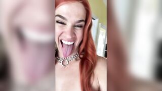 Strip tease and shits on rubber dildo