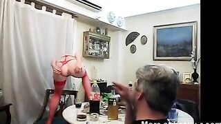 Retro babe in lingerie poop show