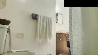 Sweet curvy French blonde babe poops in the toilet