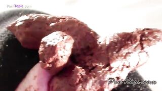 Cute looking babe Alina shits for slave