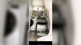 Beautiful bbw lady shitting backwards on a chair