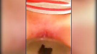 Babe's Hard Poop In The Toilet