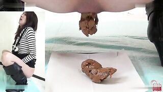 Beautiful curvy Asian release huge amount of filthy poop