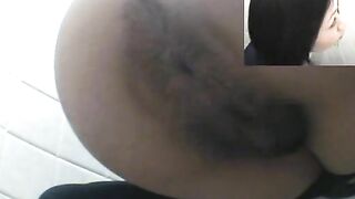 Woman spreads her ass and shows shit on her asshole