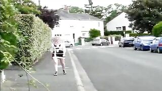 Blonde mature shitting in the public