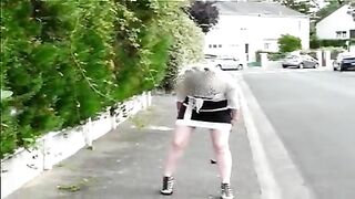 Blonde mature shitting in the public