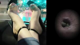 Blue jeans and shitting closeup