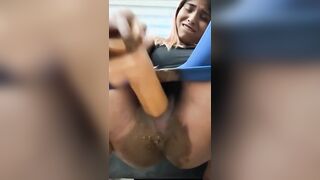 Blue leggings and ass fingering