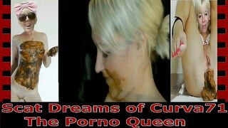 Beautiful brunette gal in stockings love shitting