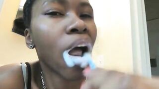 Black chick drops a big load standing