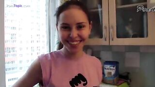 Cute girl makes poop mess