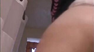 Teen showing her stuffed panty