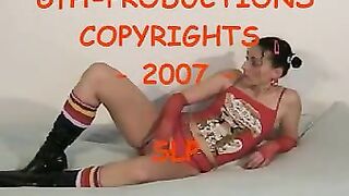 Dirty girl smearing shit on her lovely ass while toying