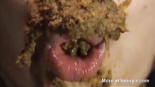 Eating and playing with her shitty meal