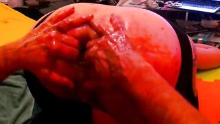 Fist With Messy Chocolate And Shit