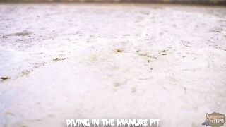 Playing with the cow shit