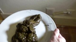 Nice big boobs MILF in stockings masturbates and poop