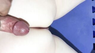 Cum on her lovely pooping booty