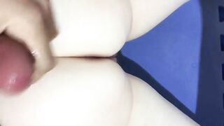 Cum on her lovely pooping booty