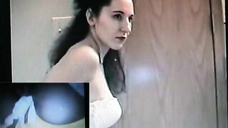 Vintage babe shitting hard in the toilet