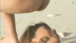 Lesbian scat orgy at the beach