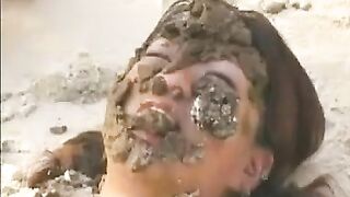 Lesbian scat orgy at the beach